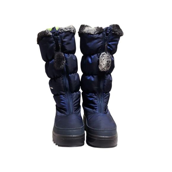 NWT PAJAR Navy Puffer Faux Fur Waterproof Insulated Tall Snow Boots Sz 10 - Picture 2 of 16